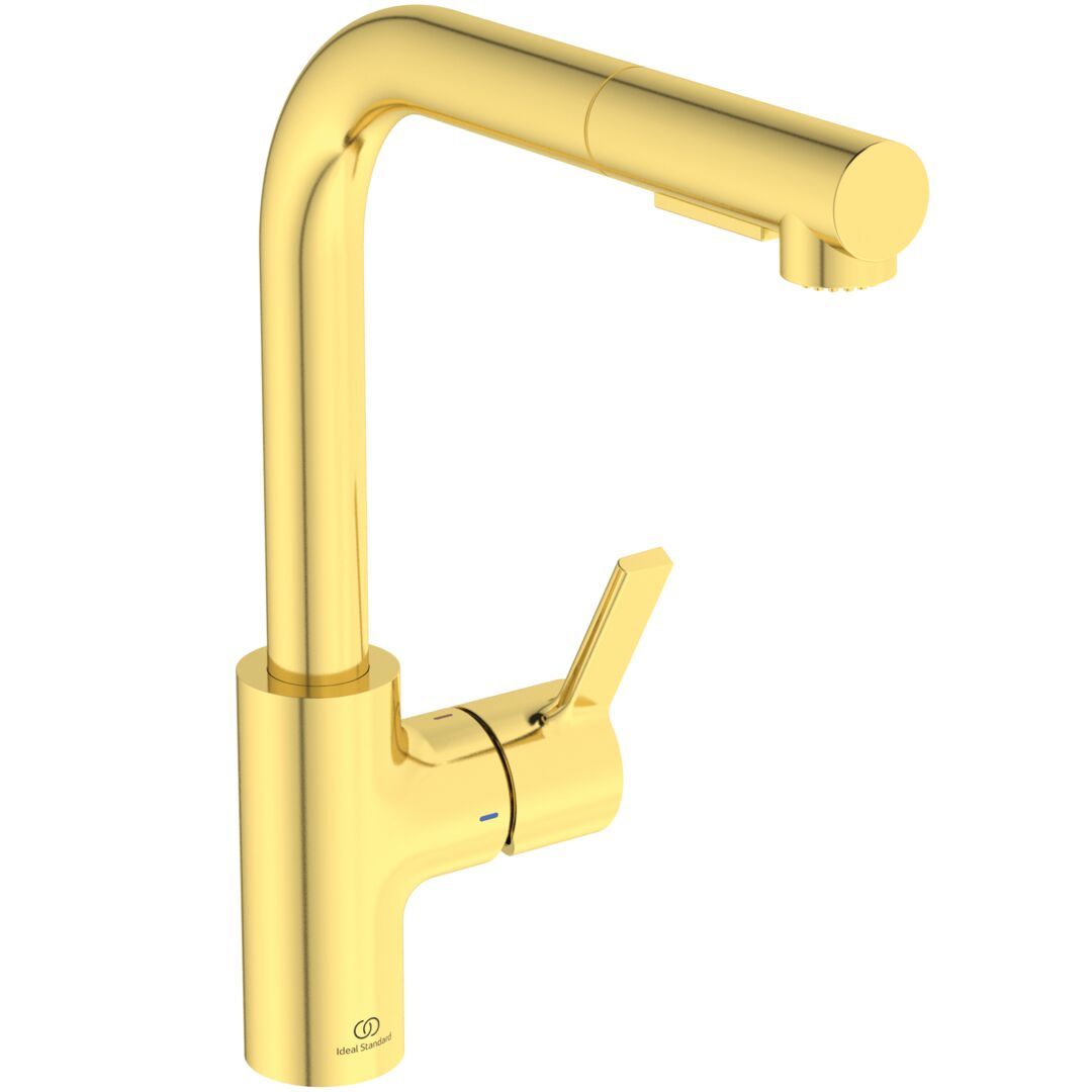 Ideal Standard Gusto Umývadlová batéria s výsuvnou sprchou - 2 polohy, brúsené zlato BD420A2
