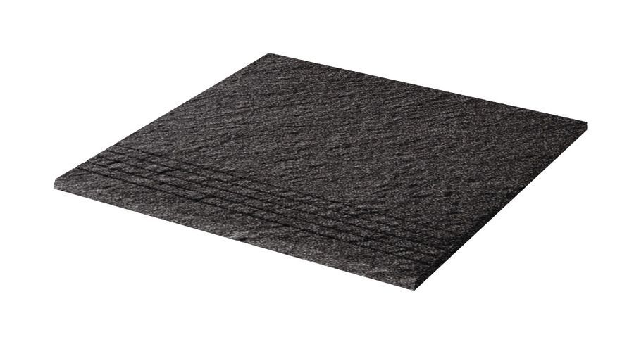 Rako Taurus Granite TCV34069 schodisko s reliéfom 29,8x29,8 čierna 8 mm R11/B