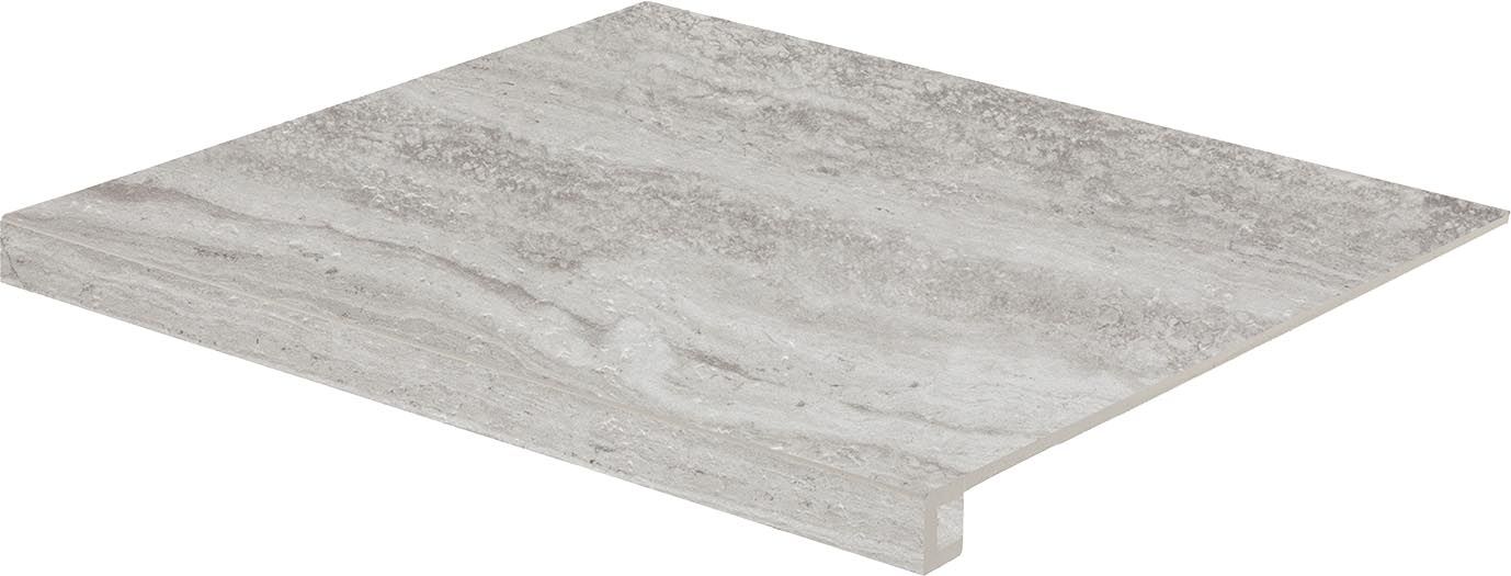 Rako Alba DCG64733 schodová tvarovka reliéfní 53 x 60 šedá lappato rektifikovaná 9mm