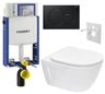 Geberit Set modulu na zamurovanie, tlačidlá a závesne WC Diana New s WC doskou, čierna lesklá KBE057