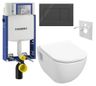 Geberit Set modulu na zamurovanie, tlačidlá a závesne WC Diana New s WC doskou, čierna lesklá KBE072