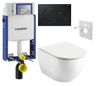 Geberit Set modulu na zamurovanie, tlačidlá a závesne WC Urban City s WC doskou, čierna lesklá KBE075
