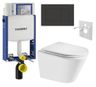 Geberit Set modulu na zamurovanie, tlačidlá a závesne WC Spinex s WC doskou, čierna matná/čierna lesklá KBE097