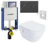 Geberit Set modulu na zamurovanie, tlačidlá a závesne WC Urban s WC doskou, čierna lesklá KBE108