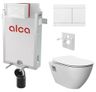 Alcadrain Set modul na stenu, WC Urban Rimless, doska s tlačidlom nerezová oceľ/biela FUN-WHITE KAE024