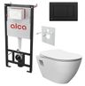 Alcadrain Set modulu do sadrokartónu, WC Urban Rimless, doska a tlačidla čierna matná M278