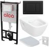 Alcadrain Set modulu do sadrokartónu, Geberit WC Selnova Square, doska a tlačidlo M278, matná čierna