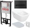 Alcadrain Set modulu do sádrokartonu, Geberit WC Selnova Square, sedátka a tlačítka M1878, matná černá