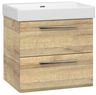 EBS Urban Skrinka s umývadlom 63 cm, dub Riviera/úchytka chróm URBAN63DRCR