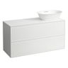 Laufen Skrinka pod umývadlo New Classic 118 × 45 × 60 cm s 2 zásuvkami a výrezom vpravo, biela lesklá H4060840856311