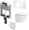 Tece Set modulu na stenu, WC EBS Vortex Rimless, sedadlá a tlačidlá, biela
