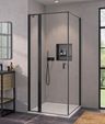 Hüppe Qube Krídlové dvere s pevným segmentom 120 cm, čiré sklo/matná čierna CB0306.123.322